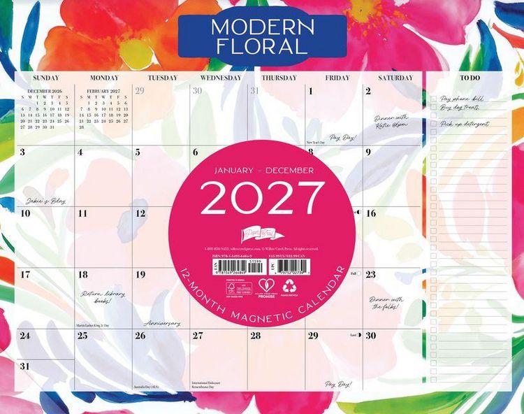 Produktbild: Modern Floral 2027 Magnetic Wall Calendar