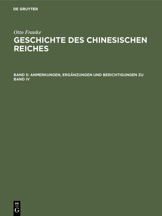 Produktbild: Anmerkungen, Erg&auml;nzungen und Berichtigungen zu Band IV