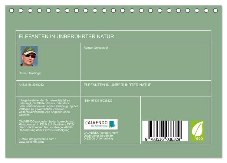 Produktbild: ELEFANTEN IN UNBER&Uuml;HRTER NATUR (Tischkalender 2026 DIN A5 quer), CALVENDO Monatskalender
