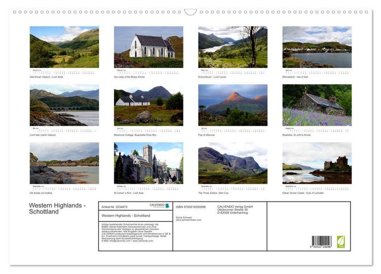 Produktbild: Western Highlands - Schottland (Wandkalender 2026 DIN A2 quer), CALVENDO Monatskalender