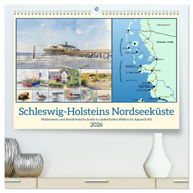 Produktbild: Schleswig-Holsteins Nordseek&uuml;ste (hochwertiger Premium Wandkalender 2026 DIN A2 quer), Kunstdruck in Hochglanz