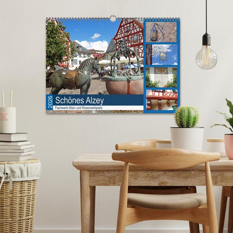 Produktbild: Sch&ouml;nes Alzey - Fachwerk, Wein und Rossmarktplatz (Wandkalender 2026 DIN A3 quer), CALVENDO Monatskalender