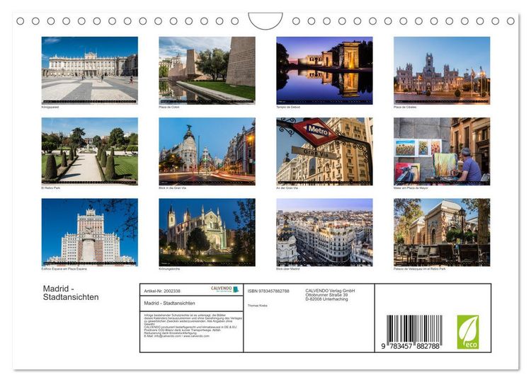 Produktbild: Madrid - Stadtansichten (Wandkalender 2026 DIN A4 quer), CALVENDO Monatskalender