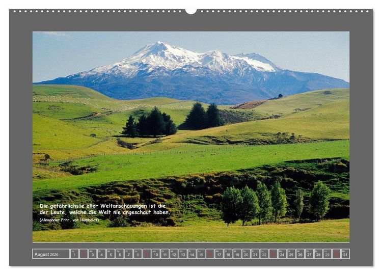 Produktbild: Naturwunder Neuseeland - in Bild und Text (Wandkalender 2026 DIN A2 quer), CALVENDO Monatskalender