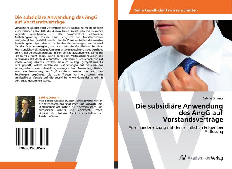 Produktbild: Die subsidi&auml;re Anwendung des AngG auf Vorstandsvertr&auml;ge