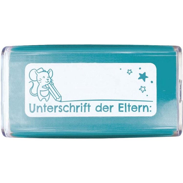 Produktbild: COLOP NIO School Motivations-Stempel, Unterschrift der Eltern, Abdruckfarbe fresh mint, 38 x 14mm