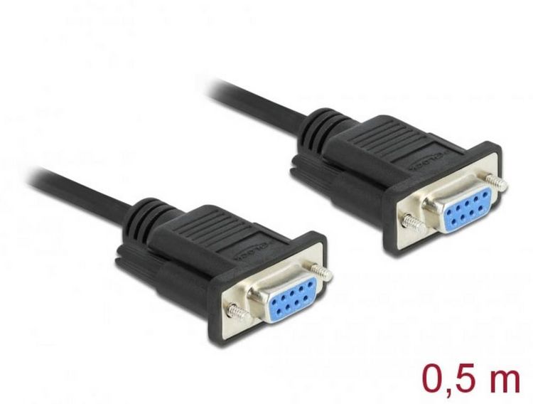 Produktbild: Delock Seriell Anschlusskabel [1x RS232-Buchse - 1x RS232-Buchse] 0.5m Schwarz