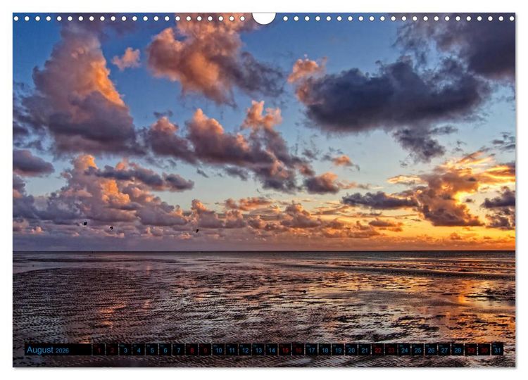 Produktbild: Sonnenunterg&auml;nge, an der Nordseek&uuml;ste vor Cuxhaven (Wandkalender 2026 DIN A3 quer), CALVENDO Monatskalender