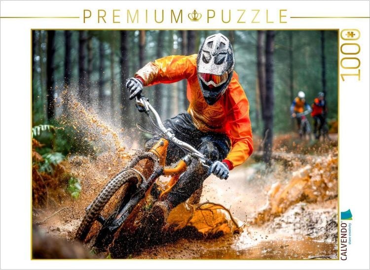Produktbild: CALVENDO Puzzle Mountainbiken bei Schlamm und N&auml;sse | 1000 Teile Lege-Gr&ouml;&szlig;e 64x48cm Foto-Puzzle f&uuml;r gl&uuml;ckliche Stunden