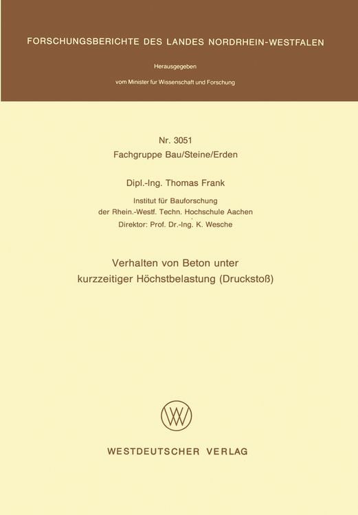 Produktbild: Verhalten von Beton unter kurzzeitiger H&ouml;chstbelastung (Drucksto&szlig;)