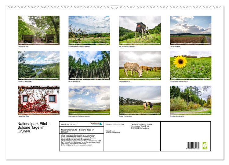 Produktbild: Nationalpark Eifel - Sch&ouml;ne Tage im Gr&uuml;nen (Wandkalender 2026 DIN A2 quer), CALVENDO Monatskalender