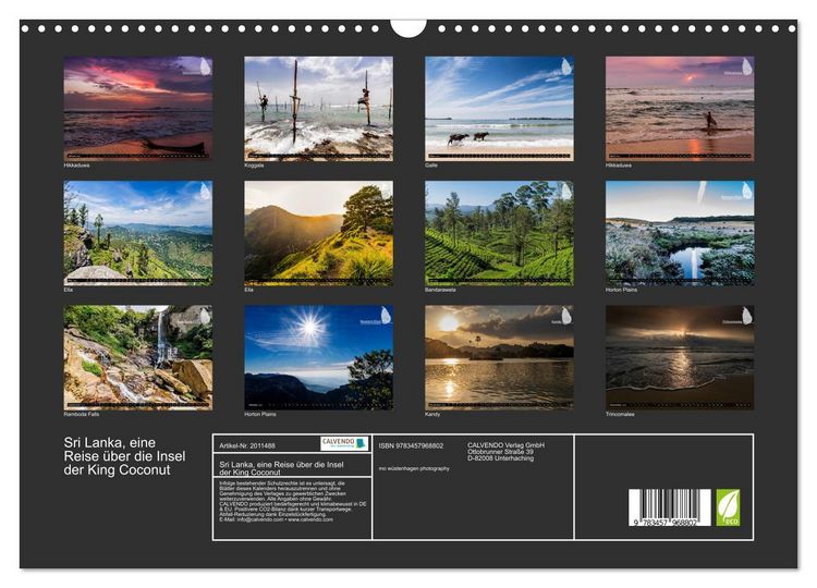 Produktbild: Sri Lanka, eine Reise &uuml;ber die Insel der King Coconut (Wandkalender 2026 DIN A3 quer), CALVENDO Monatskalender