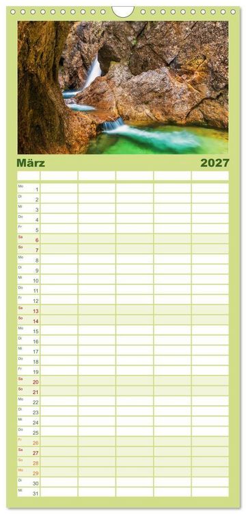 Produktbild: Familienplaner 2027 - Bayern - Seen, Berge, Landschaft mit 5 Spalten (Wandkalender, 21 x 45 cm) CALVENDO