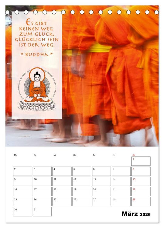 Produktbild: BUDDHAS ZITATE Buddhistische Weisheiten (Tischkalender 2026 DIN A5 hoch), CALVENDO Monatskalender