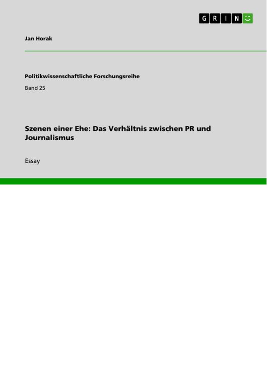 Produktbild: Szenen einer Ehe: Das Verh&auml;ltnis zwischen PR und Journalismus