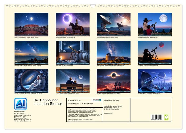 Produktbild: Die Sehnsucht nach den Sternen (Wandkalender 2027 DIN A2 quer), CALVENDO Monatskalender