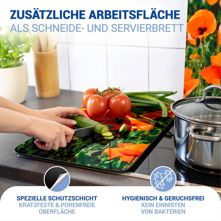 Produktbild: Herdabdeckplatte Universal Mod. Mohnfeld, 2er Set, f&uuml;r alle Herdarten geeignet