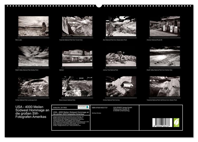 Produktbild: USA - 4000 Meilen S&uuml;dwest Hommage an die gro&szlig;en SW-Fotografen Amerikas (hochwertiger Premium Wandkalender 2026 DIN A2 quer), Kunstdruck in Hochglanz