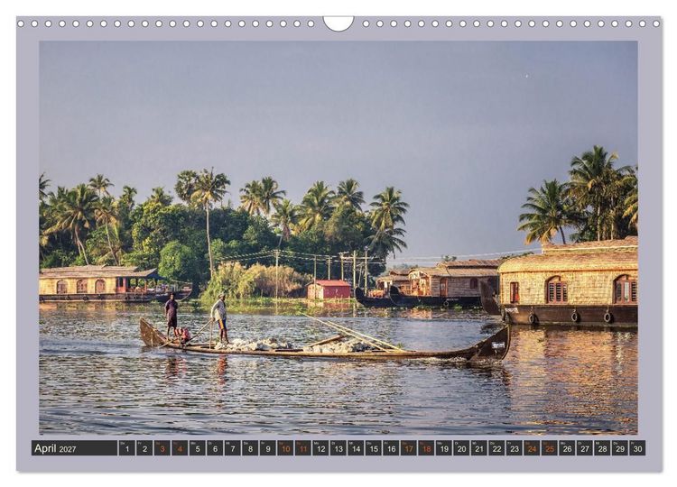 Produktbild: Kerala Backwaters - mit dem Hausboot durch die tropische Wasserwelt (Wandkalender 2027 DIN A3 quer), CALVENDO Monatskalender