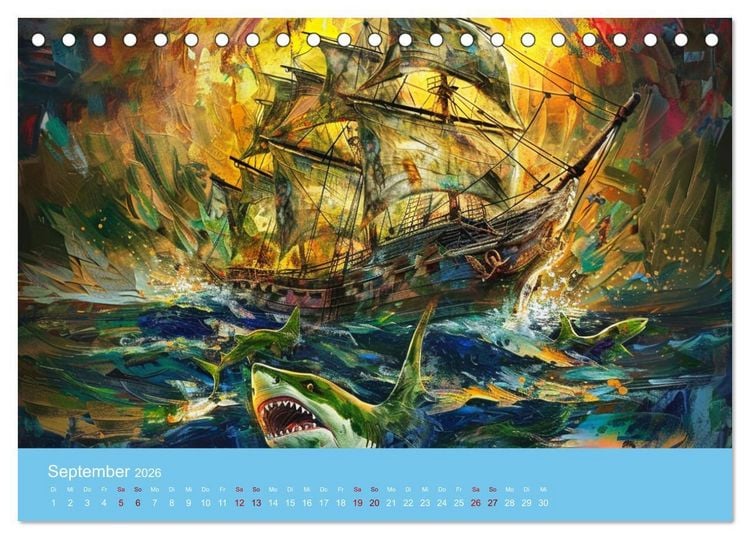 Produktbild: Das trunkene Schiff mit Bildern im William Turner-Stil (Tischkalender 2026 DIN A5 quer), CALVENDO Monatskalender