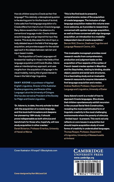 Produktbild: The Acquisition of Creole Languages