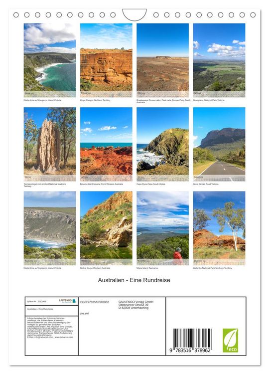 Produktbild: Australien - Eine Rundreise (Wandkalender 2026 DIN A4 hoch), CALVENDO Monatskalender