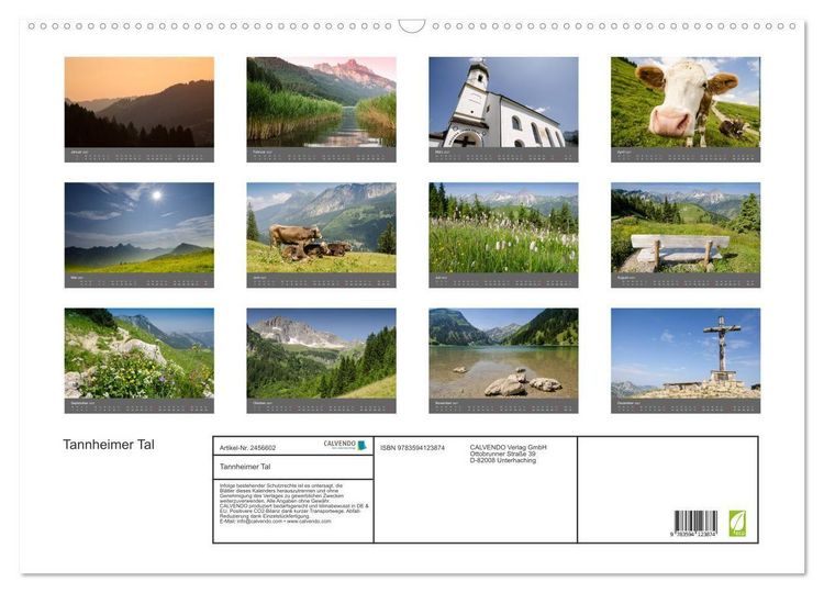 Produktbild: Tannheimer Tal (Wandkalender 2027 DIN A2 quer), CALVENDO Monatskalender