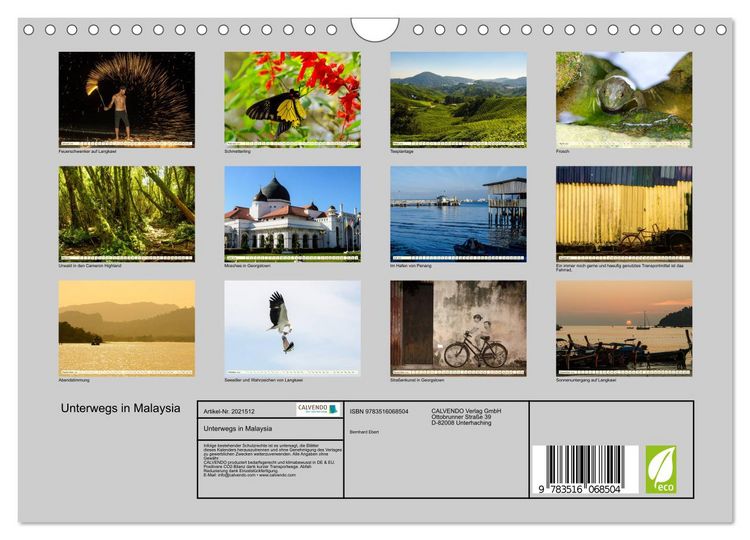 Produktbild: Unterwegs in Malaysia (Wandkalender 2026 DIN A4 quer), CALVENDO Monatskalender