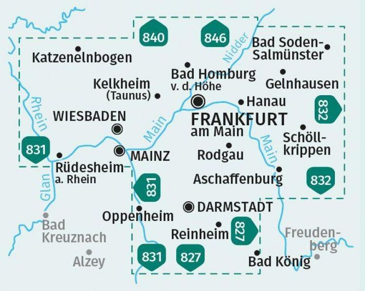 Produktbild: KOMPASS Wanderkarten-Set 828 Frankfurt u.Umgebung (2 Karten) 1:50.000