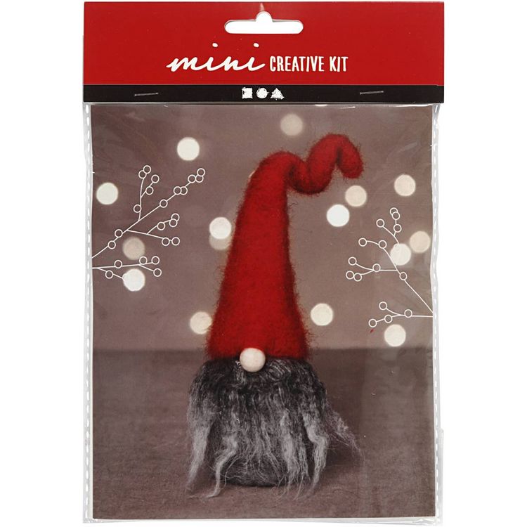 Produktbild: Creativ Company DIY Sets Nadelfilzen Mini Kreativ Set, Weihnachtswichtel , mit grauem Bart, H 13 cm, Kreativ Box