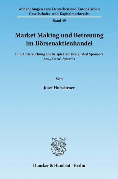Produktbild: Market Making und Betreuung im B&ouml;rsenaktienhandel.