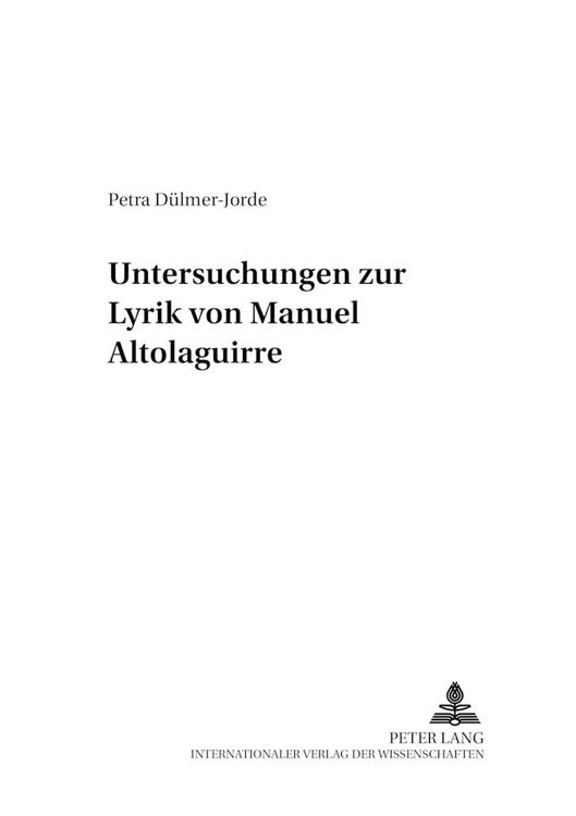 Produktbild: Untersuchungen zur Lyrik von Manuel Altolaguirre