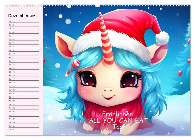 Produktbild: Unicorns! Lustige Einh&ouml;rner. Witzige Einhornspr&uuml;che und Weisheiten (Wandkalender 2026 DIN A2 quer), CALVENDO Monatskalender