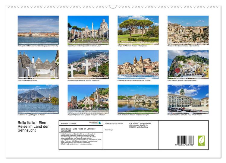 Produktbild: Bella Italia - Eine Reise im Land der Sehnsucht (hochwertiger Premium Wandkalender 2026 DIN A2 quer), Kunstdruck in Hochglanz