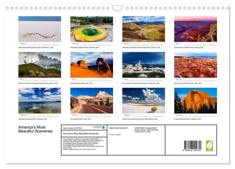Produktbild: America&rsquo;s Most Beautiful Sceneries (Wall Calendar 2026 DIN A3 landscape), CALVENDO 12 Month Wall Calendar