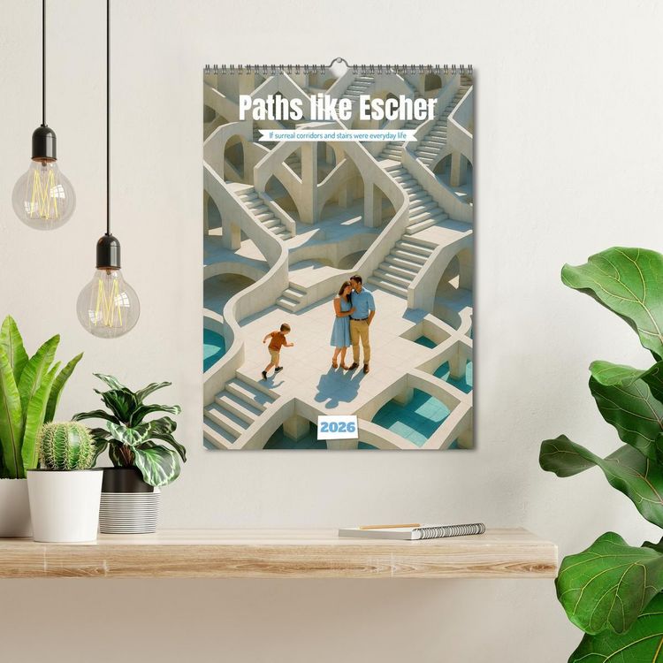 Produktbild: Paths like Escher (Wall Calendar 2026 DIN A3 portrait), CALVENDO 12 Month Wall Calendar