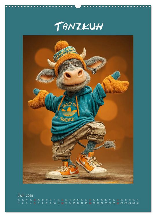 Produktbild: Kuhwelt. Stylische Streetwear-K&uuml;he f&uuml;r gute Laune (Wandkalender 2026 DIN A2 hoch), CALVENDO Monatskalender