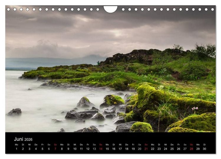 Produktbild: Islands Landschaften - Wasser, Eis und gr&uuml;nes Moos (Wandkalender 2026 DIN A4 quer), CALVENDO Monatskalender