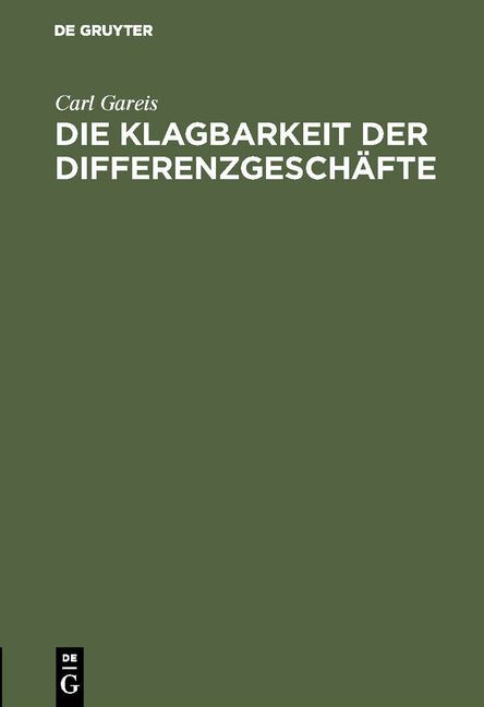 Produktbild: Die Klagbarkeit der Differenzgesch&auml;fte