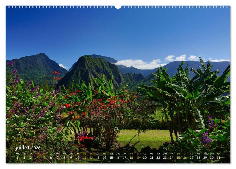 Produktbild: La R&egrave;union - C&ocirc;tes fantastiques et paysage montagneux (Calendrier mural 2026 DIN A2 vertical), CALVENDO calendrier mensuel