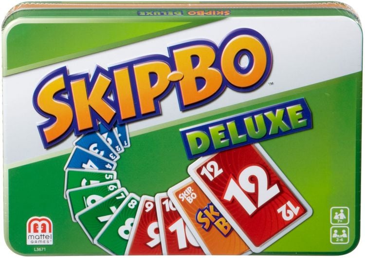 Produktbild: Mattel Games SKIP-BO Deluxe Metallbox, Kartenspiel, Familienspiel, Kinderspiel