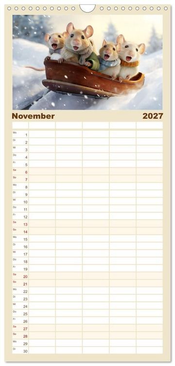 Produktbild: Familienplaner 2027 - Ein Jahr im Leben von Familie Maus mit 5 Spalten (Wandkalender, 21 x 45 cm) CALVENDO