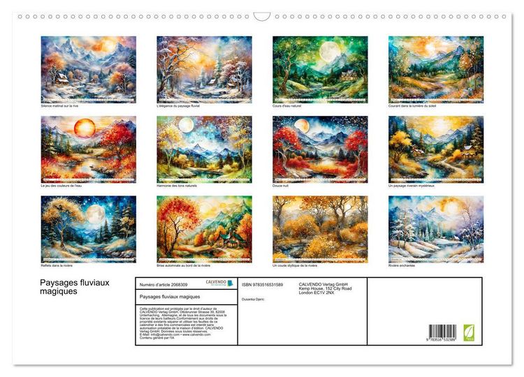 Produktbild: Paysages fluviaux magiques (Calendrier mural 2026 DIN A2 vertical), CALVENDO calendrier mensuel