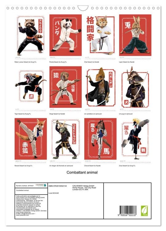 Produktbild: Combattant animal (Calendrier mural 2026 DIN A3 horizontal), CALVENDO calendrier mensuel