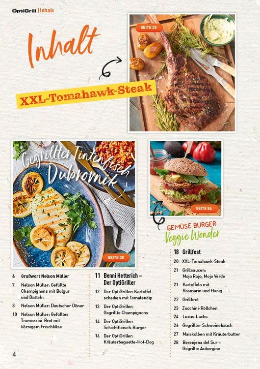 Produktbild: OptiGrill Magazin: So leicht geht lecker. Das grosse Sommer-Grillfest. Exklusive Rezepte von Nelson M&uuml;ller und Benni Hetterich "Der OptiGriller"