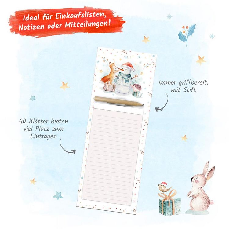 Produktbild: Tr&ouml;tsch Notizblock mit Stift und Magnet Winterwald