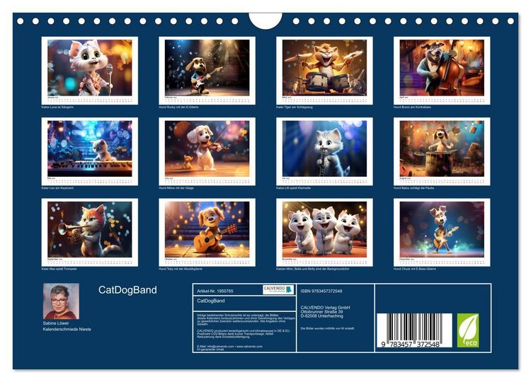 Produktbild: CatDogBand (Wandkalender 2026 DIN A4 quer), CALVENDO Monatskalender