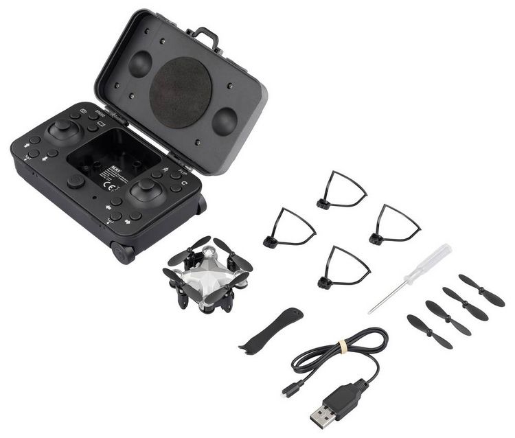 Produktbild: Reely Suitcase mini drone Quadrocopter RtF Einsteiger, Kameraflug Silber-Schwarz