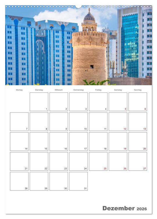 Produktbild: Abu Dhabi - Reiseplaner (hochwertiger Premium Wandkalender 2026 DIN A2 hoch), Kunstdruck in Hochglanz