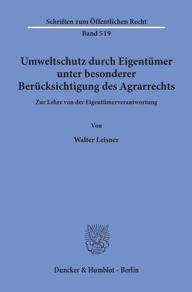 Produktbild: Umweltschutz durch Eigent&uuml;mer, unter besonderer Ber&uuml;cksichtigung des Agrarrechts.